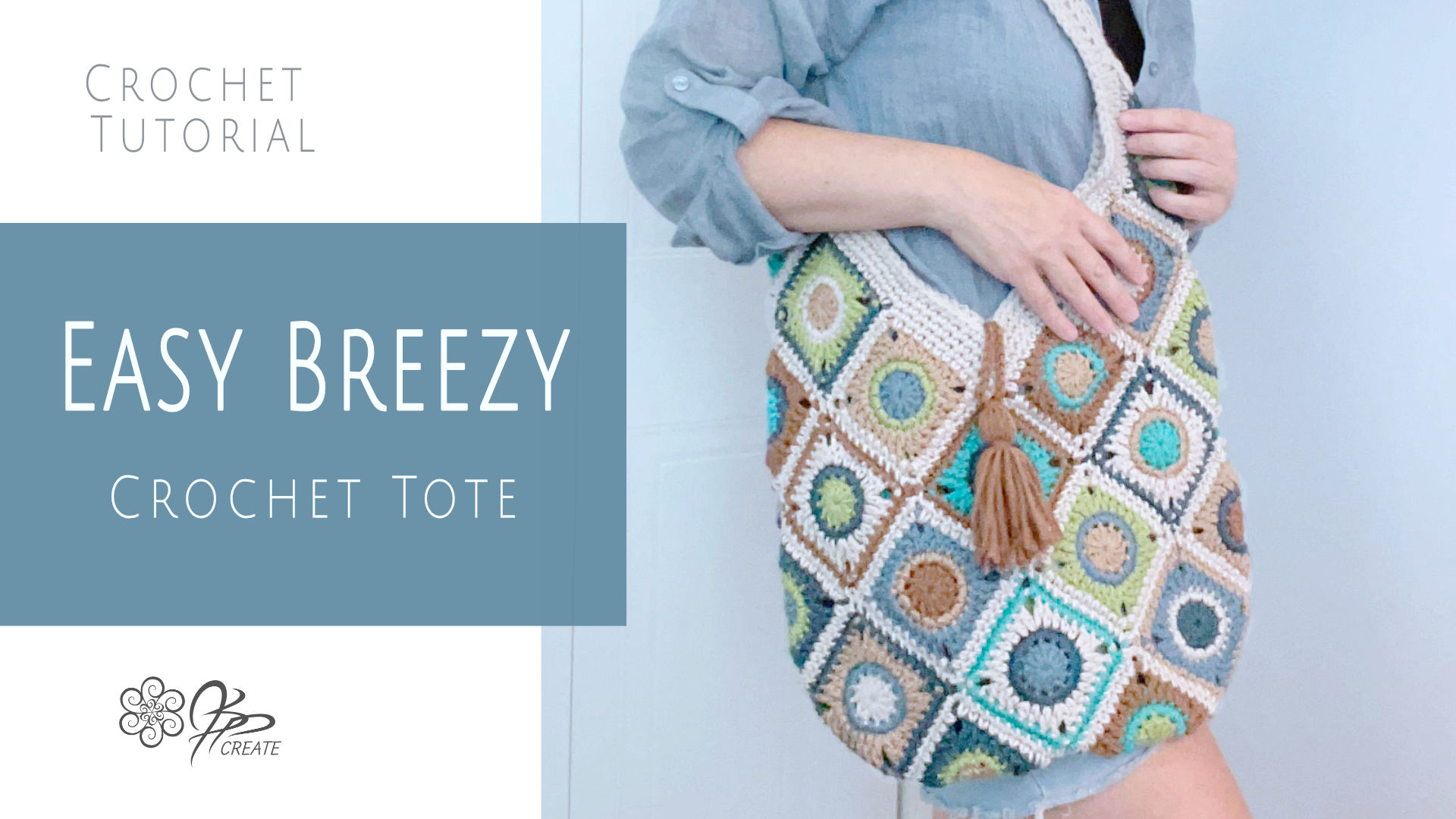 Light Blue Crochet Tote Bag