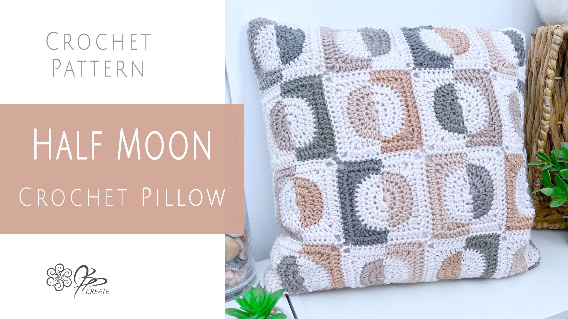 Half Moon Modern Crochet Pillow Pattern - JSPCREATE